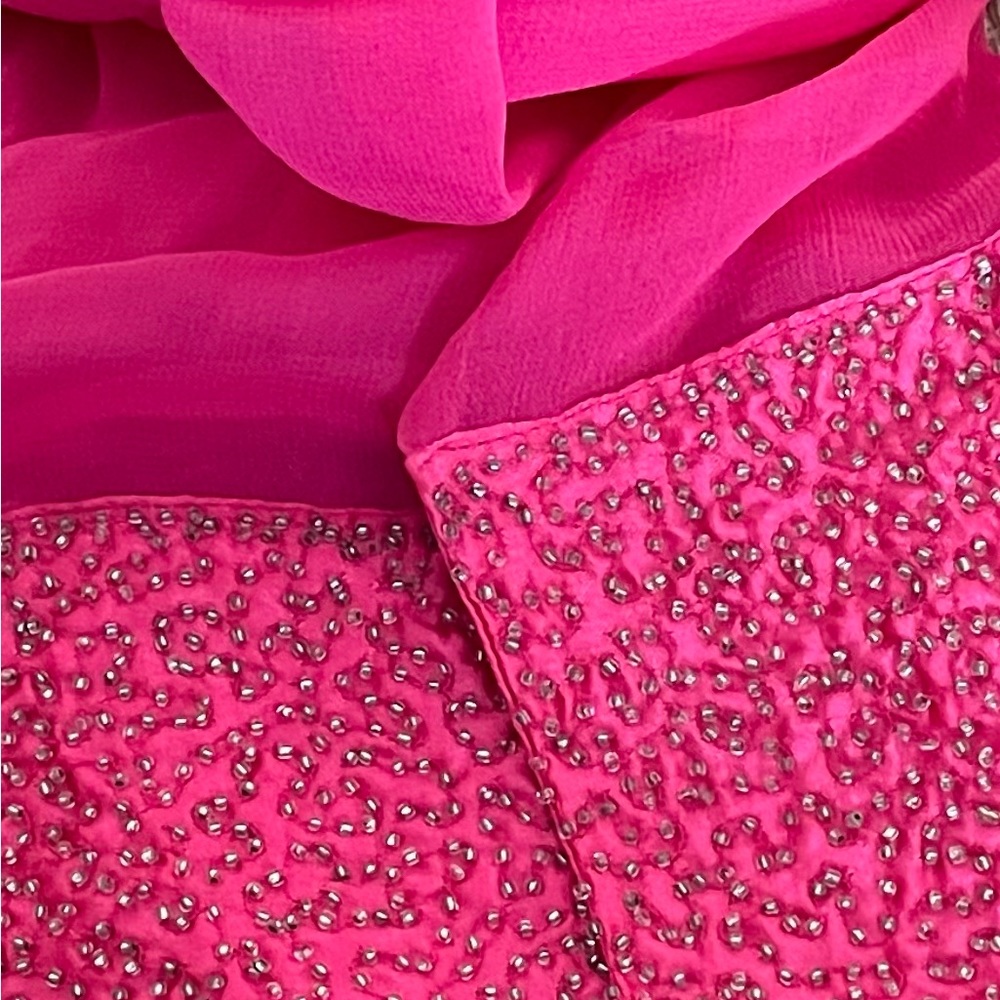 Vintage Valerie Stevens Pink Beaded Scarf Wrap - Picture 1 of 5
